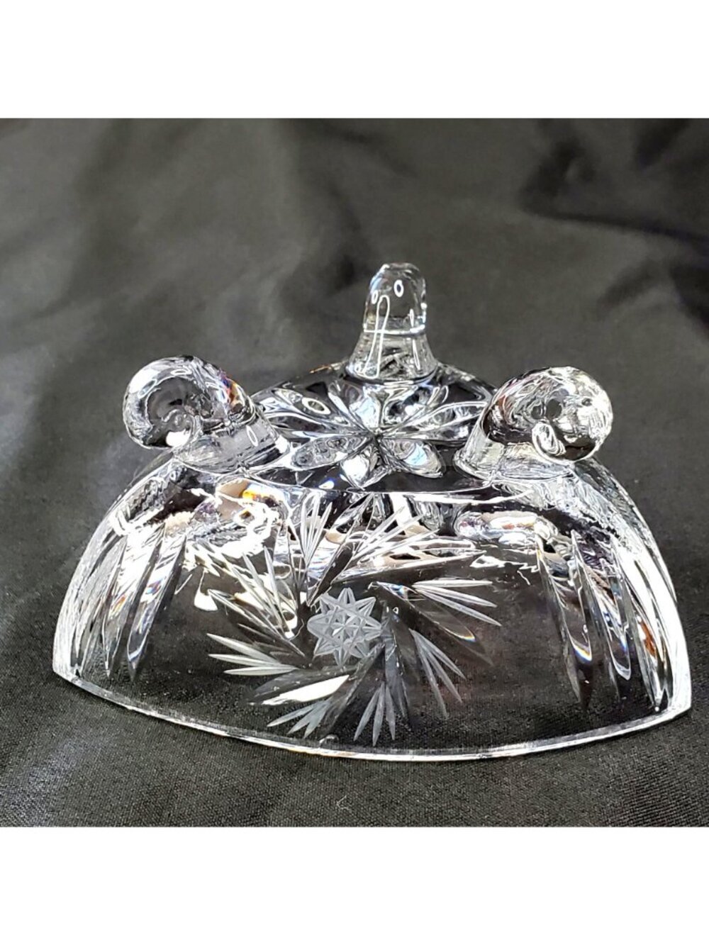 VTG Hazel Atlas Triangular Crystal Candy Bowl Footed Pinwheel Design 4.5 inch - Picture 12 of 13